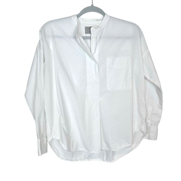 Everlane Shirt Womens 00 White Poplin Cotton Popover Button Down Collarless Top - Picture 2 of 14